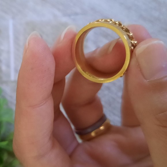 Men's Gold-Plated, Wide Band Spinner Ring with Roman Numerals NWT! - Size 7 - Picture 6 of 15